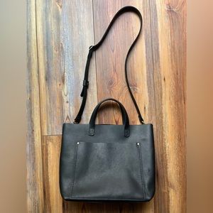 Portland Leather Medium Crossbody Tote Smooth Black